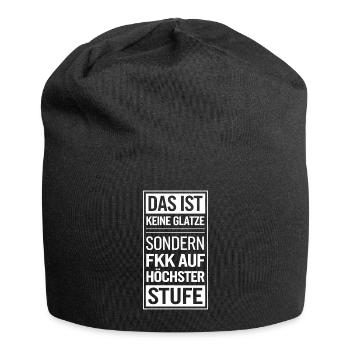 Haarausfall Glatze Frisur, Lustiges Glatzenträger - Jersey-Beanie - Schwarz - Vorne