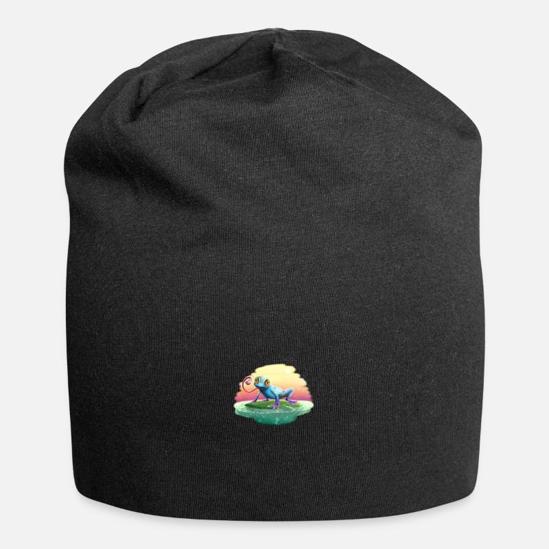 Green Frog3 - Jersey Beanie - black