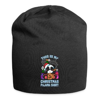 Santa Panda This Is My Christmas Pajama Shirt - Jersey Beanie - black - Front
