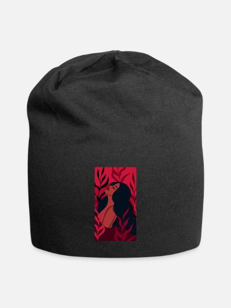 Beliebte Farbe 2023 Viva Magenta Weibliche - Jersey-Beanie - Schwarz