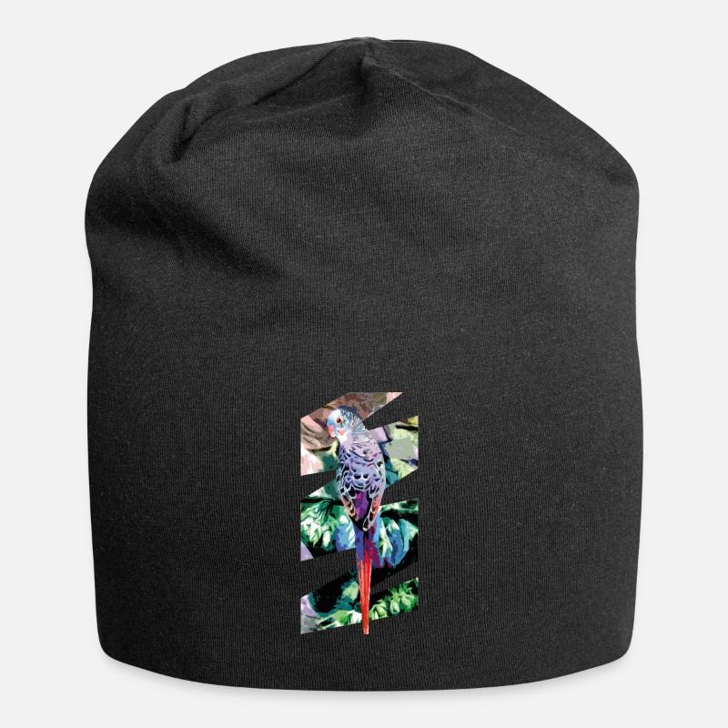 Wellensittich - Jersey-Beanie - Schwarz