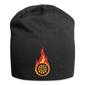 feuer zielscheibe brennen flammen heiss verein log - Jersey-Beanie - Schwarz - Vorne