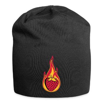 feu feu brûlure chaud chaud fraise fruité l - Bonnet en jersey - noir - Devant