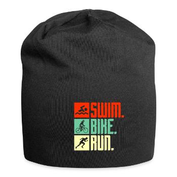 Triathlon Swimming Running Bicycle Gift - Jersey Beanie - black - Front