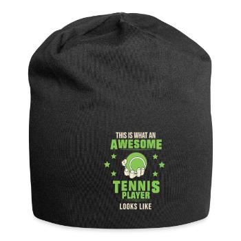 Balle de tennis joueur de tennis cadeau club main - Bonnet en jersey - noir - Devant
