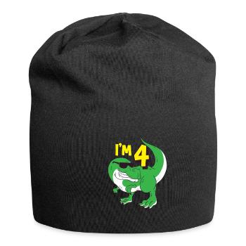 4 ans Dino anniversaire enfant garçon cadeau - Bonnet en jersey - noir - Devant