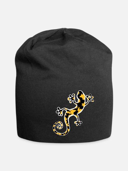 Gelb und Schwarz beschmutzter Leopardgecko - Jersey-Beanie - Schwarz