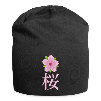 Fleur de cerisier manga - Bonnet en jersey - noir - Devant