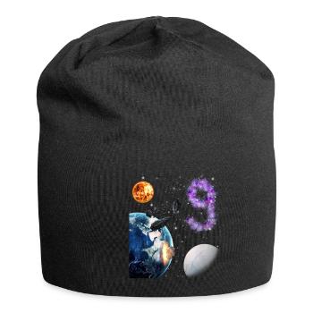 9th birthday kids space - Jersey Beanie - black - Front