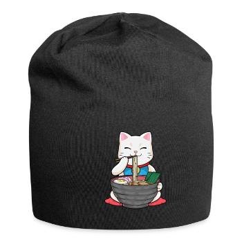 Japan Ramen Noodle Miso Cat Sushi - Jersey Beanie - black - Front