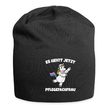 Altenpflege Krankenpflege Pflegekraft Einhorn - Jersey-Beanie - Schwarz - Vorne