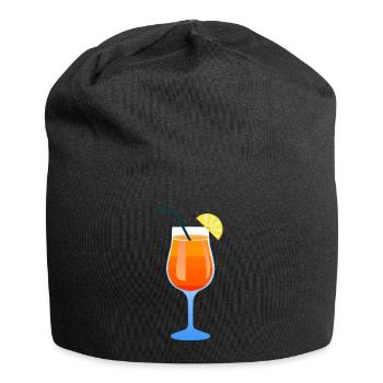 Cocktail Glas Alkohol apero - Jersey-Beanie - Schwarz - Vorne