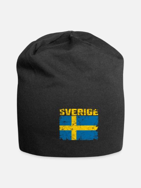 Sweden Sverige Scandinavia - Jersey Beanie - black