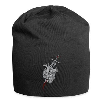 Cœur brisé - L’épée transperce le cœur - Bonnet en jersey - noir - Devant