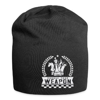 Lusitger Schachspieler Spruch I Schach - Jersey-Beanie - Schwarz - Vorne