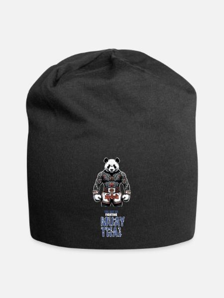 Muay Thai Kickboxen und Thaiboxen panda - Jersey-Beanie - Schwarz