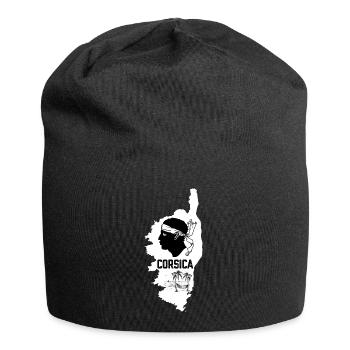 Corsica Insel mit Palmen Meer und einer Hängematte - Jersey-Beanie - Schwarz - Vorne