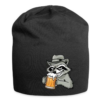 Cadeau raton laveur et bière - Bonnet en jersey - noir - Devant