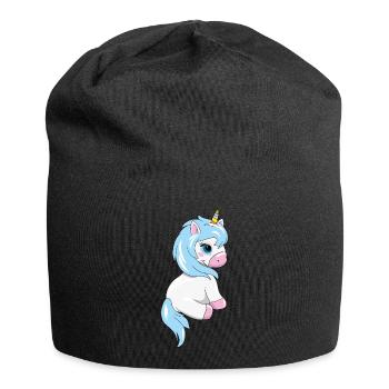 Shy cute baby unicorn - Jersey Beanie - black - Front