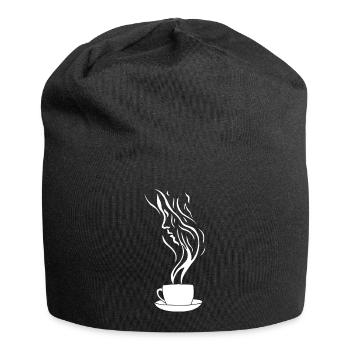 Ein Gesicht und eine Tasse Kaffee - Jersey-Beanie - Schwarz - Vorne