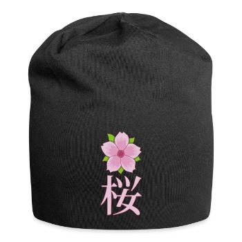 Fleur de cerisier du Japon - Bonnet en jersey - noir - Devant