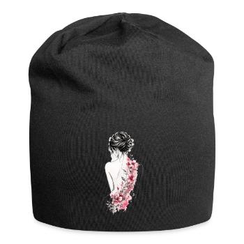 La femme est de retour avec la ligne de fleurs - Bonnet en jersey - noir - Devant