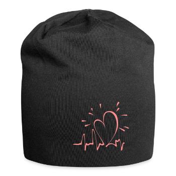 battement de coeur - ligne de battement de coeur rose en forme de coeur - Bonnet en jersey - noir - Devant