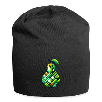 Abstract Pear Geometry: Lush Green Design - Jersey Beanie - black - Front