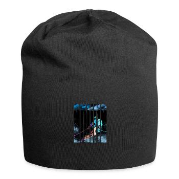 skiing skiers - Jersey Beanie - black - Front