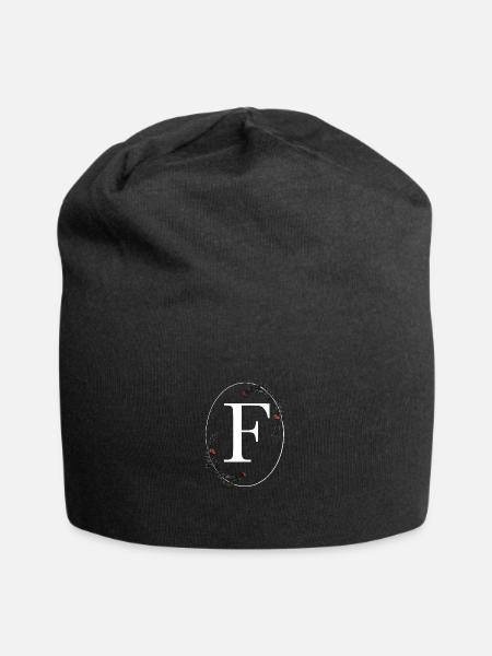 Buchstabe F - Jersey-Beanie - Schwarz
