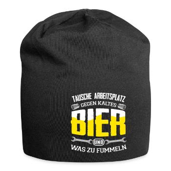 Tausche Arbeitsplatz gegen was zu fummeln - Jersey-Beanie - Schwarz - Vorne
