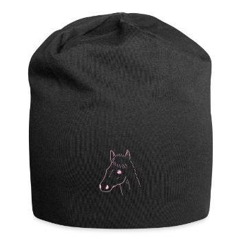 Pferd Zeichnung - Jersey-Beanie - Schwarz - Vorne