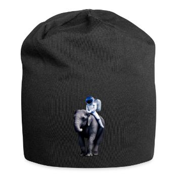 Astronaut on elephant adventure - Jersey Beanie - black - Front