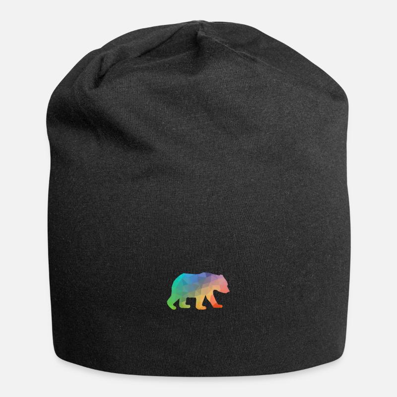 Colorful triangle design bear - Jersey Beanie - black