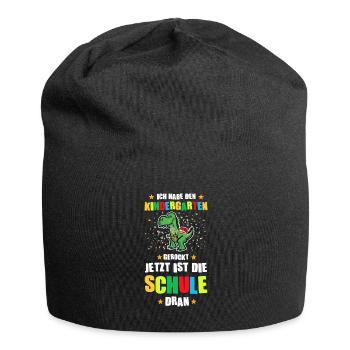 Schulkind Dino Schulbeginn Geschenk - Jersey-Beanie - Schwarz - Vorne