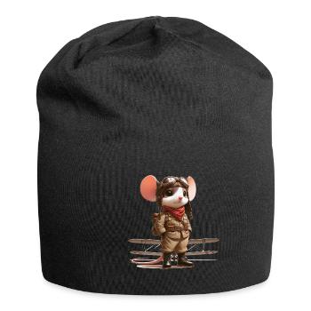 Cute Mouse Pilot - Jersey Beanie - black - Front