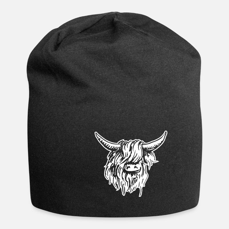 schottischer Hochländer 03 weiß - Jersey-Beanie - Schwarz