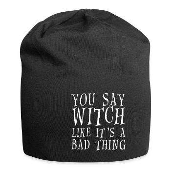 Halloween Hexe Besen Hexenbesen Hexerei Geschenk - Jersey-Beanie - Schwarz - Vorne