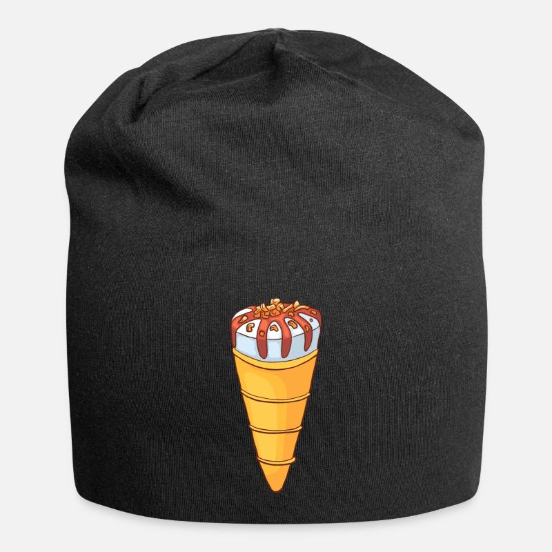 Eis Speiseeis Eiskrem Eiscreme Kugeleis Eisbecher - Jersey-Beanie - Schwarz