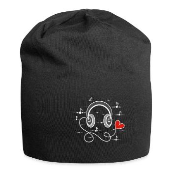 I love music, headphones with heart - I love music - Jersey Beanie - black - Front
