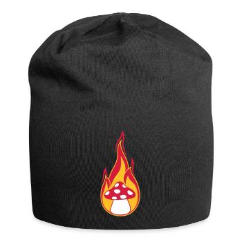 feuer brennen flammen heiss pilz fliegenpilz rot p - Jersey-Beanie - Schwarz - Vorne
