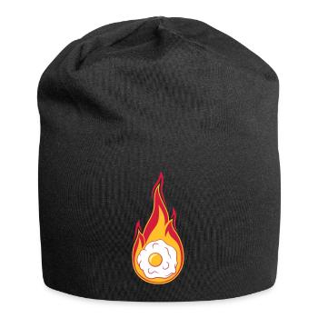 feu chaud flammes brûler torche oeuf au plat cuire - Bonnet en jersey - noir - Devant