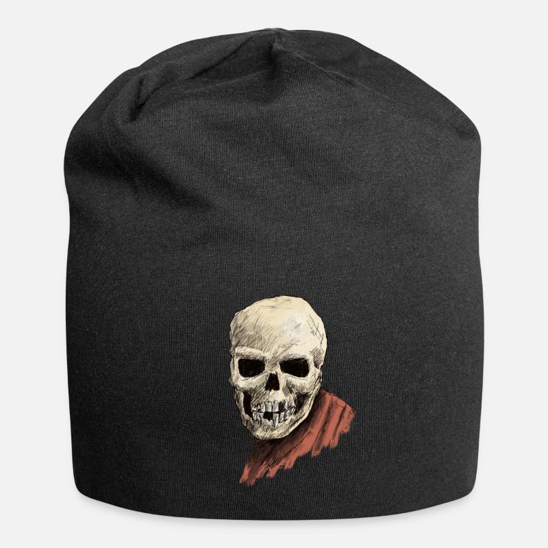 Schädel mit Tuch - Jersey-Beanie - Schwarz
