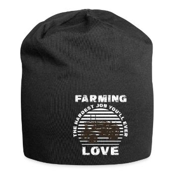 Lustiger Landwirt Spruch mit Traktor - Jersey-Beanie - Schwarz - Vorne