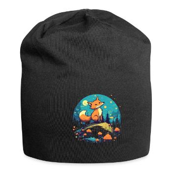 Fox Forest Moon Fable Mythical Fairy Tale - Jersey Beanie - black - Front