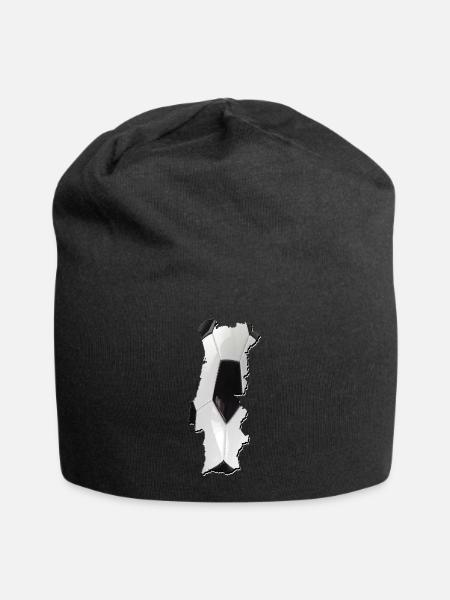 Portugal Landkarte umrahmt echten Fußball - Jersey-Beanie - Schwarz