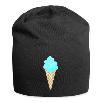 Eis Eiscreme Waffel blau cool Sommer Eisdiele Fan - Jersey-Beanie - Schwarz - Vorne