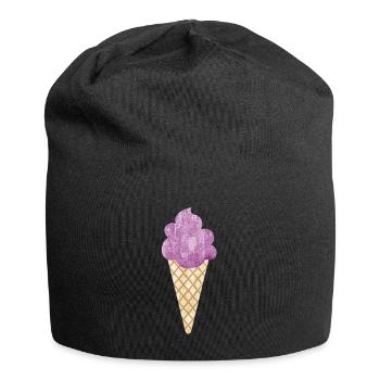 Eiscreme Icecream Eis Waffel Eiskrem Eisdiele lila - Jersey-Beanie - Schwarz - Vorne
