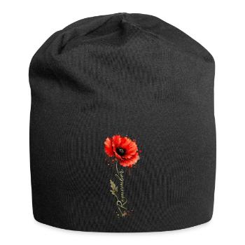 Poppy Remember | Remembrance Day Tribute - Jersey Beanie - black - Front