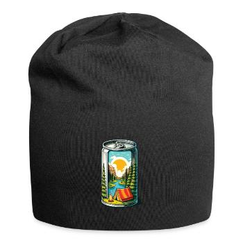 Camping Lagerfeuer Dose - Jersey-Beanie - Schwarz - Vorne